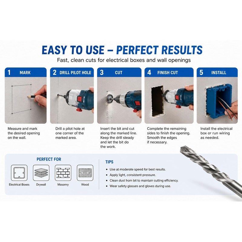 Drywall Cut Out Bit 1/8 Inch Guidepoint Rotary Router Tool
