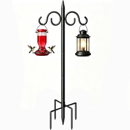 WISIEW Shepherds Hooks for Outdoor, 92'' Heavy Duty Bird Feeder Pole, Adjustable Metal PolesMetal Poles for Bird Feeders, Plant Hangers, Solar Lights, Outdoor Decor
