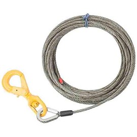 Mytee Products Wire Rope Steel Core Winch Cable 3/8" x 100' Self-Locking Swivel Hook Towing Wrecker Roll Back, 15,087 lbs Breaking Strength