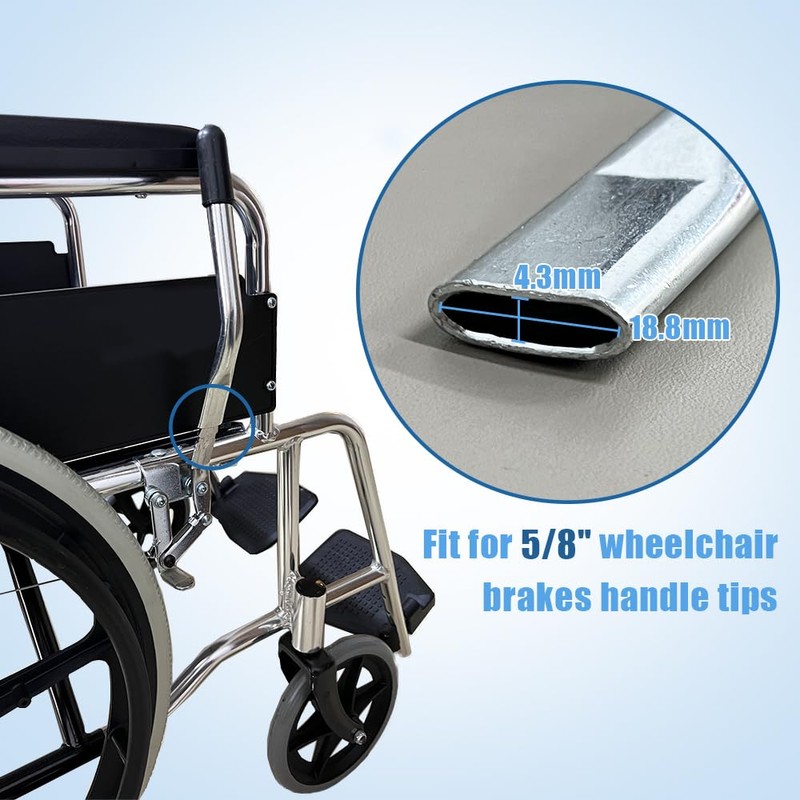 Wheelchair Brake Handle Extenders for 5/8" Tips - Upgrade Flat