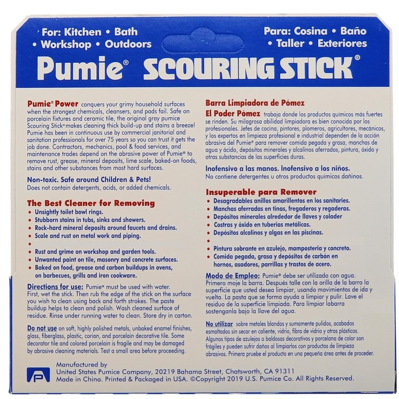 PUMIE Pumice Scouring Stick for Cleaning Toilet Rings Stain &