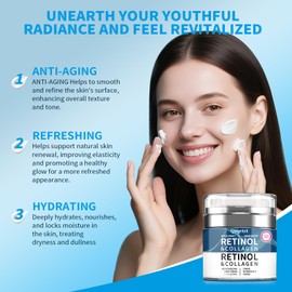 Retinol Face Cream, 1.7 fl.oz Anti-Aging Facial Moisturizer, Collagen Hyaluronic Acid Cream, Daily Moisturizer Face Lotion for All Skin Tapes, Women and Men