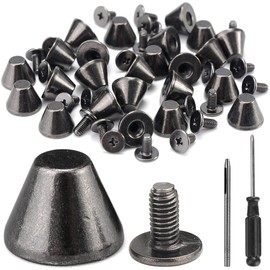 YORANYO 30 Sets 5/16" Height Spikes and Studs 8MM Handbag Feet Gun Metal Barrel Spikes Screw Back Punk Studs and Spikes Kit for Clothing Shoes Leather Craft Belts Bags Dog Collars Rivets