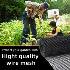 MOTORBUDDY Upgraded Plastic Chicken Wire Fence Mesh 15.7'' x 10ft, Hex Poultry Fencing Wire for Gardening, Chicken Wire Frame for Crafts, Floral Netting, Black