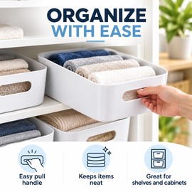 5-Piece Stackable Plastic Storage Box Set – Rectangular Organizer Containers for Kitchen, Bathroom, Bedroom, Dorm & Desk Essentials