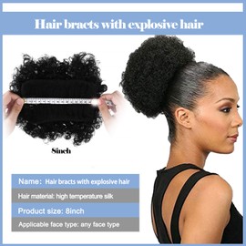 SZITW Curly Hair Ponytail Extension Afro Wig Style Bun Extension, Easy-to-Use Drawstring Pony Tails Hair Extensions- Soft, Lightweight, Realistic Hair Accessory for bun Styling (Black)