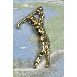 OSC Gold Lapel Pin With Golfer Swinging a Club in Gold Plate Made in USA by OSC NEW