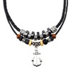 White Fang AZ089 Men's Necklace, Leather, Leather Cord, Equari, Retro