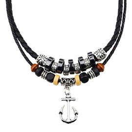 White Fang AZ089 Men's Necklace, Leather, Leather Cord, Equari, Retro Ethnic Accessory, Stylish