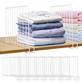 Fineonly 8 Pack Shelf Dividers for Closet Organization Metal Closet Shelf Divider Set Shelf Divider Closet Shelf Organizer Towel Shelf Divider for Wooden or Vertical Shelve Storage Organization