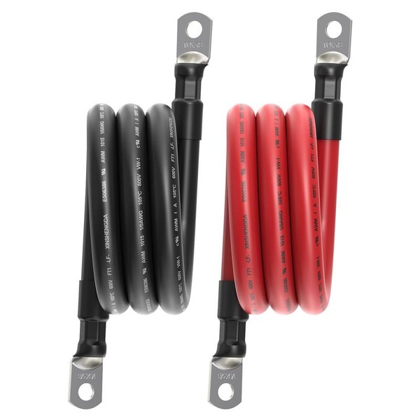 1/0 Battery Cable, SUNRICH ENERGY 3FT Black + 3FT Red