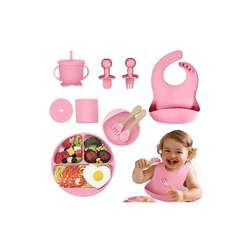 Platos para Bebe Silicon, 10 Pzas Set Alimentacion Complementaria Bebe,