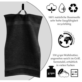Lashuma Gästehandtücher Set 30x50 cm 4 teilig, Linz Frotteetücher fürs Bad Schwarz