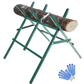 Kapler Heavy Duty Log Sawhorse Adjustable Steel Firewood Cutting Stand Foldable Sawbuck Extended Saw Horses Work Table with Sawtooth 260 lbs Capacity