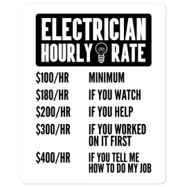 Shirtsurf Electrician Sticker Funny Hourly Rate Electrical Contractor Energy Worker Men