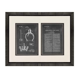 Toilet Plunger Patent Art Chalkboard Print in a Beveled Black Wood Frame with a Double Mat (16" x 20") M12351