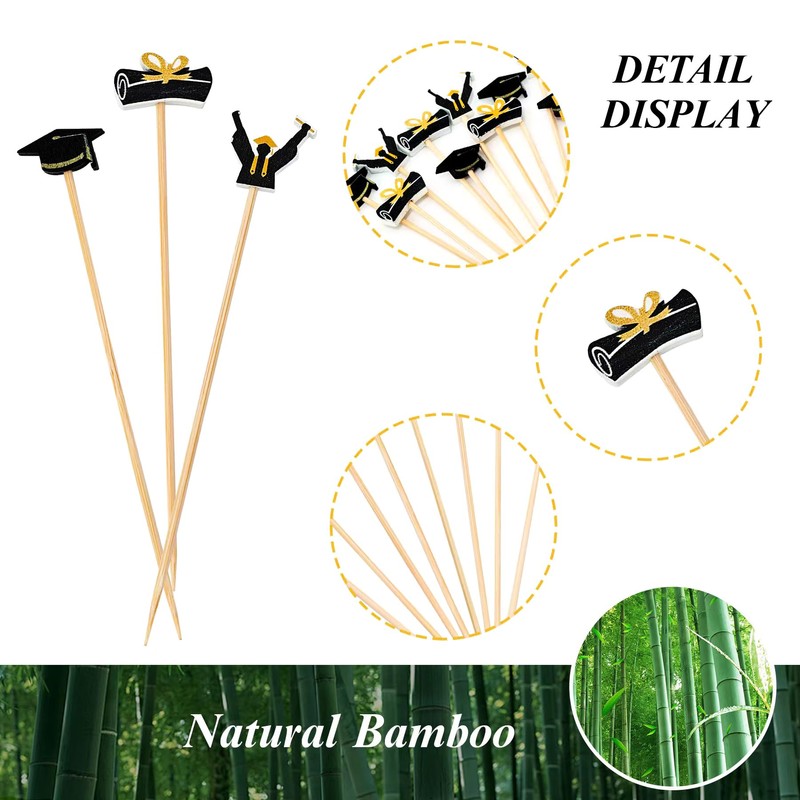 100 Pcs Graduation Cocktail Picks Irish 4.7 Inch Bachelor Hat