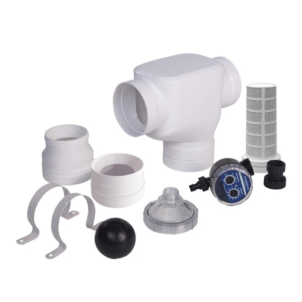 Rain Harvesting First Flush with Catch-All Tee and Electronic Valve 4" - Rainwater Diverter Kit with Customizable Flush Intervals and Anti-Clogging, Optimized Drainage