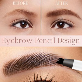 Microblading Eyebrow Pencil,2025 NEW Microblading Eyebrow Pen with 4 Tip Eye Brow Pen,Natural Makeup Fine Stroke Magic Eyebrow Pencil Stay on All Day(Dark Brown+Dark Brown)