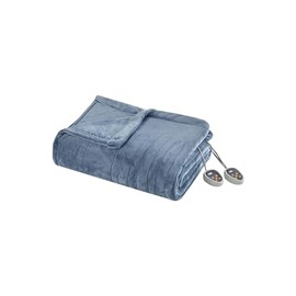 Beautyrest - BR54-0658 Heated Plush Elect Electric Blanket with 20 Heat Level Setting Controllers Equip with Secure Comfort Technology and 10 Hours Auto Shut Off, Twin: 62x84, Sapphire