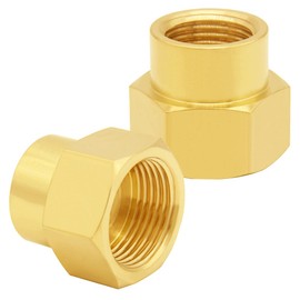 Uenede 2PCS Brass Reducer Adapter, 3/4" NPT Female to 1" NPT Female Thread, Hex Reducing Pipe Fitting Coupler Nipple Connector for Water/Oil/Gas, 0ZM-IDS-01635
