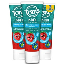 Tom's of Maine Natural Kid's Fluoride Free Toothpaste, Ages 2+, Silly Strawberry, 5.1 oz. 3-Pack (back in original formula)