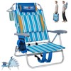 Overmont Low Beach Chair with Cooler Bag - 6-Positions Lay