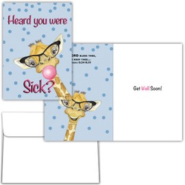 Shared Blessings Heard You Were Sick? 1 Count Funny Giraffe Get Well Card, Religious Greetings with KJV Scripture