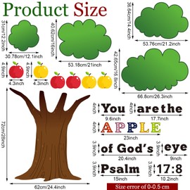 Pajean 86 Pcs Classroom Tree Bulletin Board Set Fall Church Tree Bulletin Board Cutouts Autumn Classroom Tree Wall Decor Seasonal Apples Tree for Home Elementary School Teacher Chalkboard Supplies