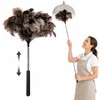 Extendable Ostrich Feather Duster 17–40 Inch, Fluffy Long Handle Reusable