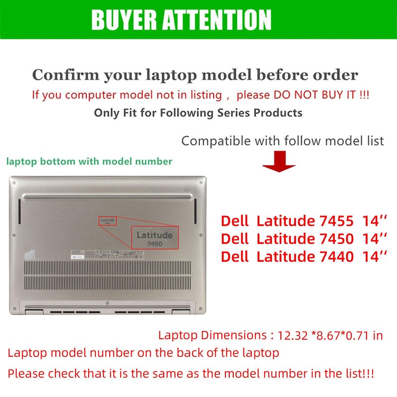 RUNMEIJIA Laptop Cover Case for Dell Latitude 7455/7450/7440 14 inch[not