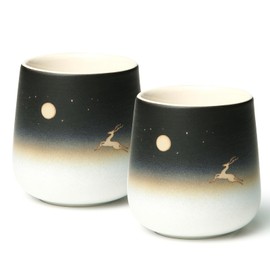 HOHCNA Double Wall Ceramic Coffee Mugs Set of 2, Handleless Porcelain Espresso Cup, 8.5 oz Japanese Style Gradient Matte Glazed Mugs for Tea, Tea Bags, Coffee, Latte, Beer (Grey)