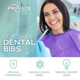 Pruvade Dental Bibs - 125 Pack Adult Disposable Bibs for Dentist, Eating, Tattooing - 13" x 18" - 3-Ply Waterproof Medical Sheets for Piercing, Tattoo Table Station, Nail Techs, Patient Hygiene- Pink