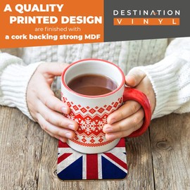 Great Coasters (Set of 2) Square/Glossy Quality Coasters/Tabletop Protection for Any Table Type - Union Jack Flag GB UK England #2240
