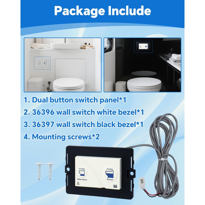 36387 Wall Switch, Tecma RV Toilet Silence Plus with 11.8ft