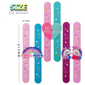 PAITUEND Friend Style Theme Slap Bracelets Party Favors-Cute unicorn Rainbow Silicone Wristbands (6pack) for Boys & Girls Birthday Party Supplies