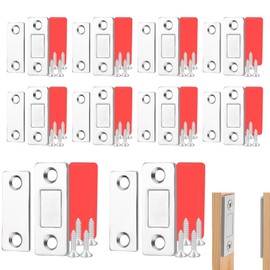 SAMIQU Ultra Thin Invisible Cabinet Magnetic Catch - Door Buckle with Adhesive Backing for Cabinets Drawers Closets - Easy Installation Latch Closures in Silver 10Pcs