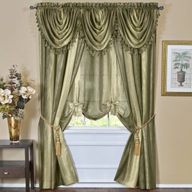 Achim Home Furnishings Ombre Tie up Shade Window Curtain, 50 in x 63 in, Sage