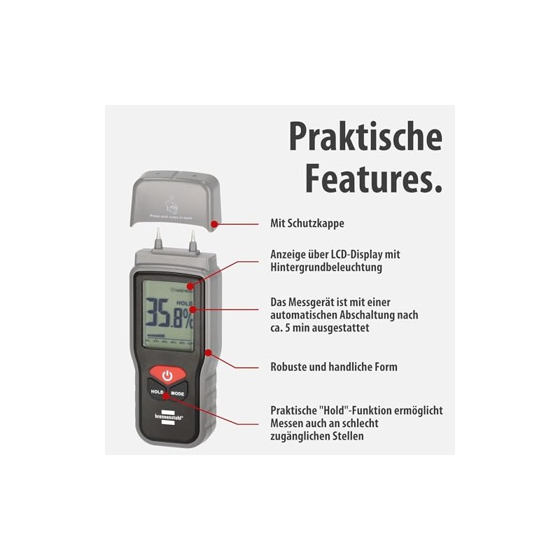 Brennenstuhl Moisture Meter FM-01 (Moisture Meter for Wood or Building