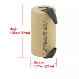 Kastar 15x SC Sub C 2200mAh 1.2V NiMH Rechargeable Battery W/Tab For Power Tools