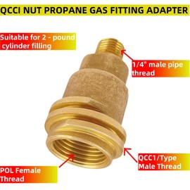 SGTBQLL QCC1 Nut Propane Gas Fitting Hose Adapter Brass Kit, Propane Gas Fitting Adapter includes 1/4" & 1/4" NPT Coupler, 54048-0604 3/8" Flare & 1/4" Male Fitting, thread seal tape
