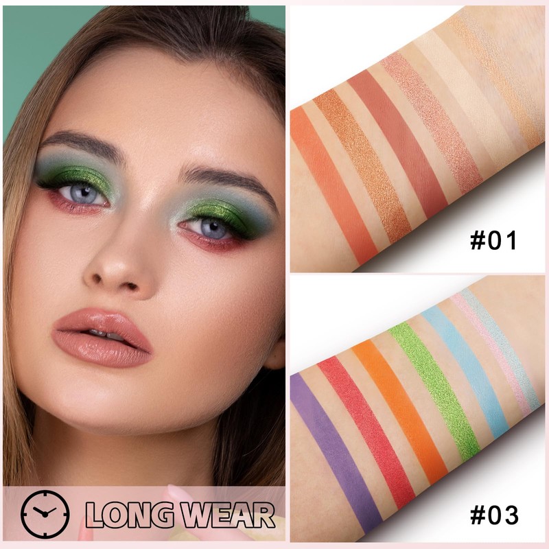 Apooliy 2 x Shimmer & Matte Eyeshadow Palette, Long-Lasting Cream