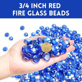3/4 Inch Pacific Blue Fire Glass Beads for Fire Pit, 10 Pound