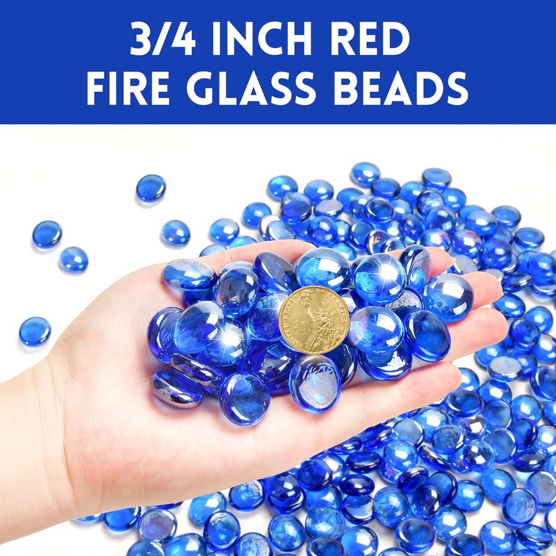3/4 Inch Pacific Blue Fire Glass Beads for Fire Pit,