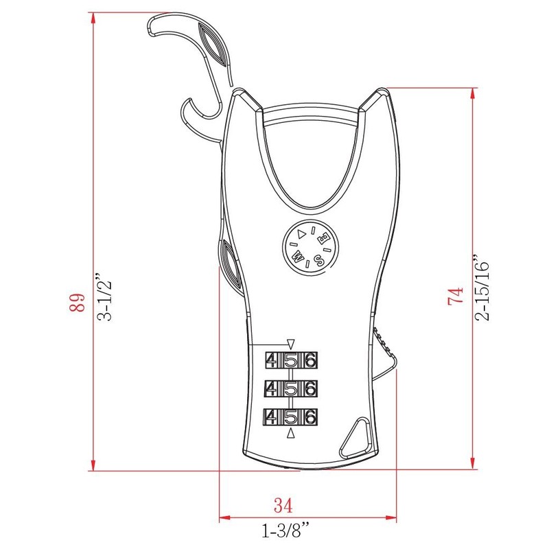 FJM Security SX-689 3-Dial Backpack Combination Lock With Compass And