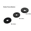 Rubber Penny Washers Black M6 x 25mm, 7mm Inner Diameter