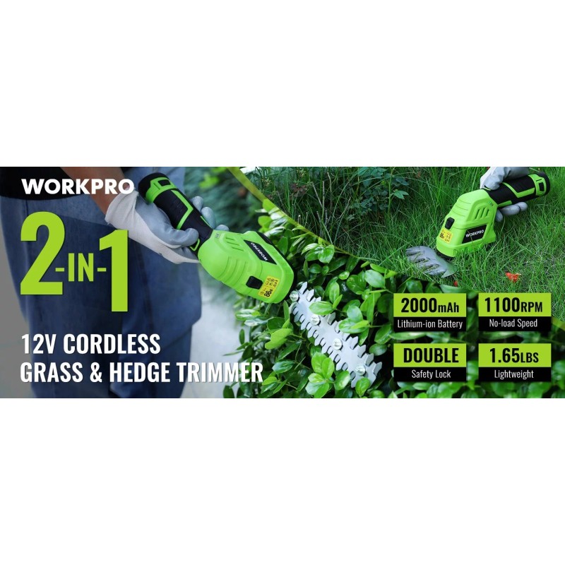 WORKPRO 12V Cordless Grass Shear&Shrubber