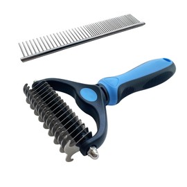 ShinyDew Deshedding Dog Brush And Metal Comb, Cat Brush Dog Brush Undercoat Rake for Dogs & Cats, Pet Grooming Brush For Shedding, Dematting, Pet Hair Removal Tool For Long Haired Dogs