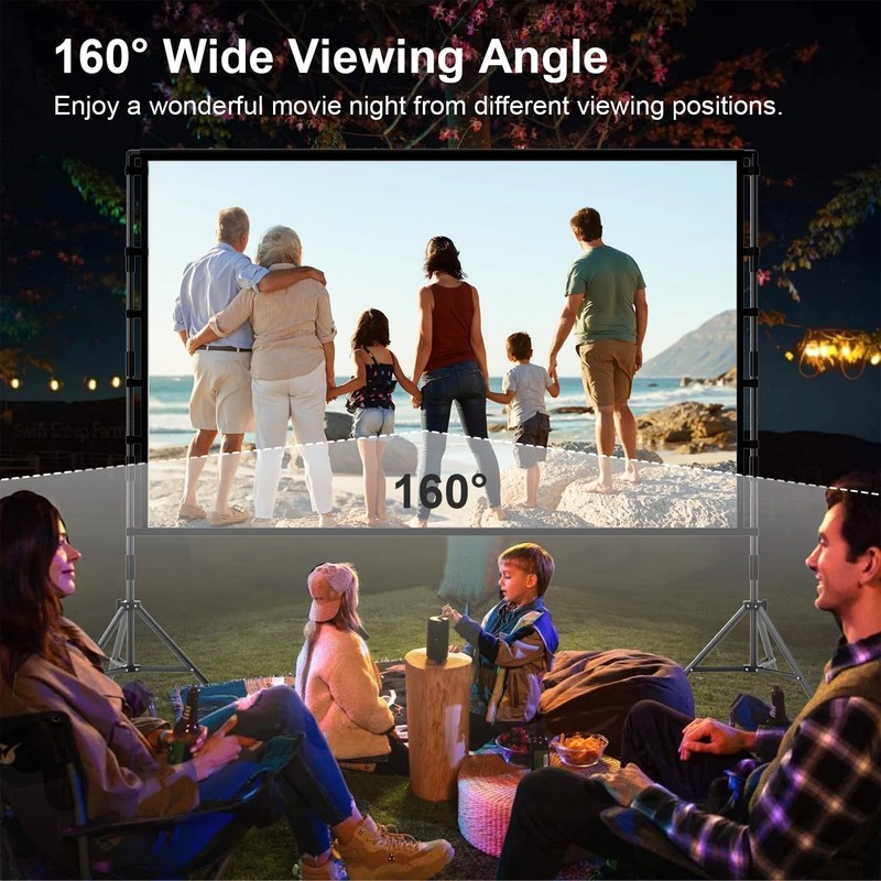 TOWOND 120 Inch Outdoor Projector Screen with Stand, Bolded 25mm