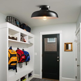 DIRYZON 12-Inch Industrial Ceiling Light Fixture,Black Bedroom Ceiling Light,Metal Ceiling Lighting for Hallway Kitchen